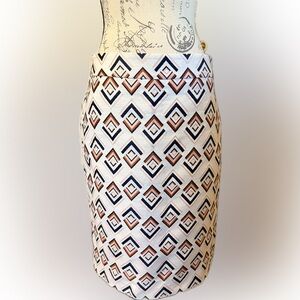 Ann Taylor Geometric Pencil Skirt - Black, White, Pink and Brown